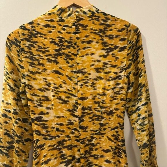 Whistles Ines Ikat Animal Print Long Sleeve Midi Dress Size 0 NWOT Autumncore - Picture 10 of 16